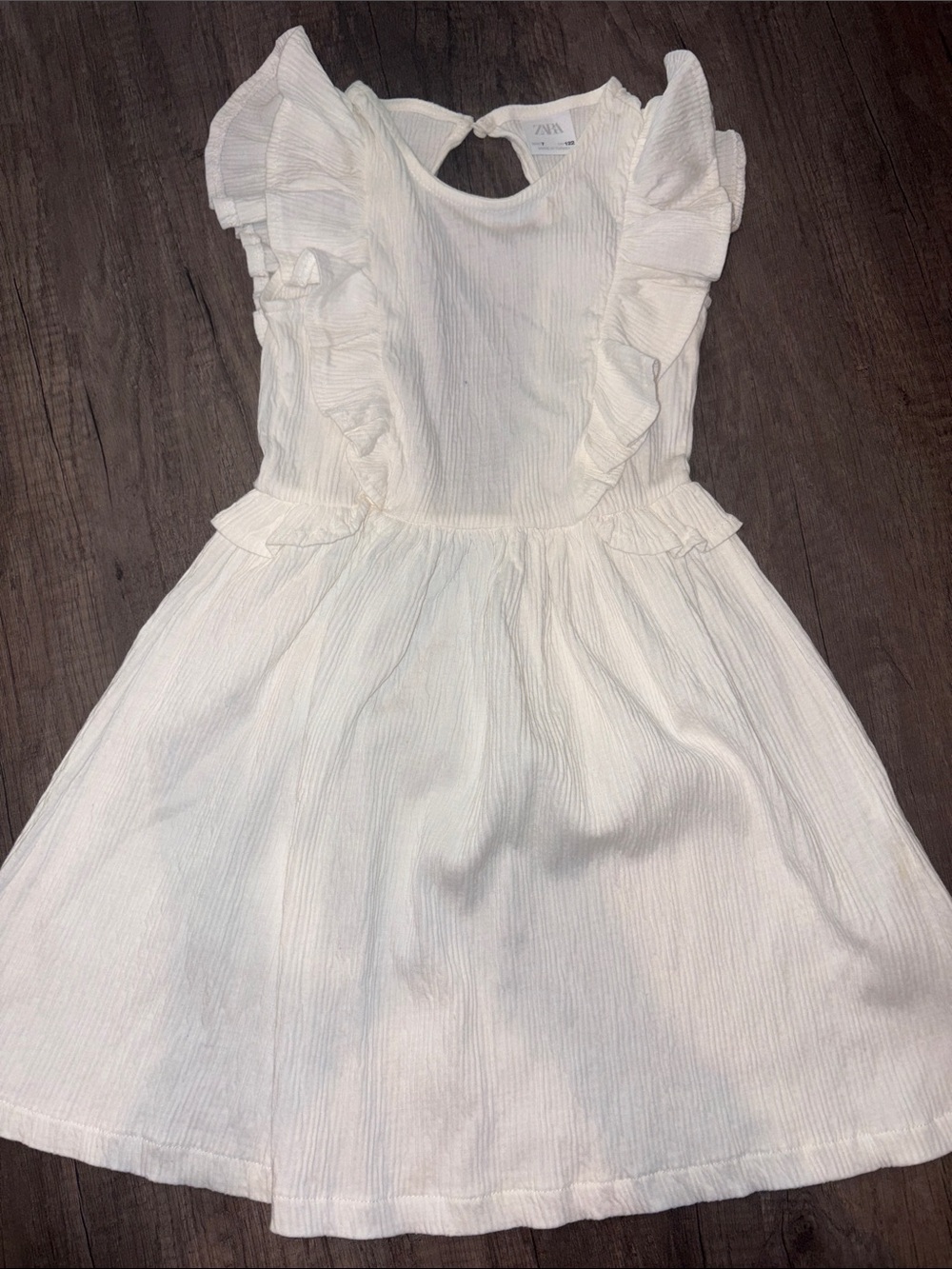Zara White Ruffle Sleeve Casual Dress